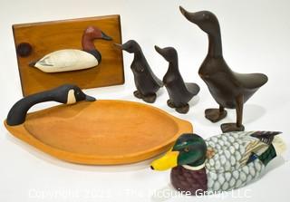 Collection of Duck Themed Decor, Tray and Decoys. 