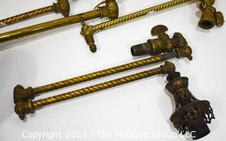 Assortment of Heavy Brass Victorian Light Lamp Parts 