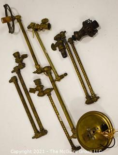 Assortment of Heavy Brass Victorian Light Lamp Parts 