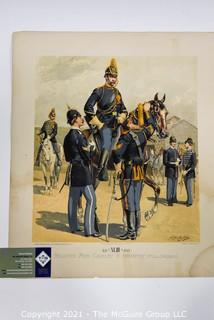 Lithograph by G. H. Huek and Co., NY: "Enlisted Men Cavalry and Infantry in Full Dress"