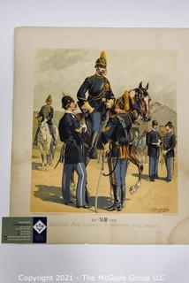 Lithograph by G. H. Huek and Co., NY: "Enlisted Men Cavalry and Infantry in Full Dress"