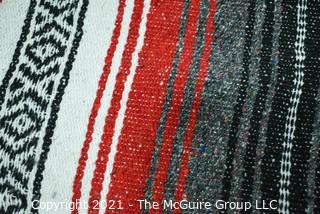 Red Grey & White Woven Throw Blanket.