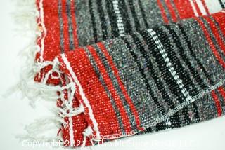 Red Grey & White Woven Throw Blanket.