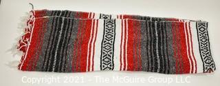 Red Grey & White Woven Throw Blanket.