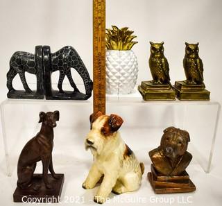 Group of Animal Shaped Bookends and Figurines. 