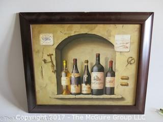 Framed wall art -wine bottles; 20 x 24"