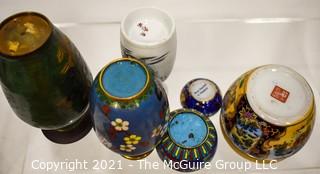 Six (6) Cloisonné & Porcelain Asian Vases & Planters  