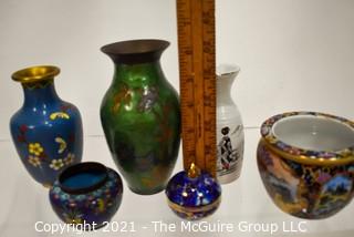 Six (6) Cloisonné & Porcelain Asian Vases & Planters  