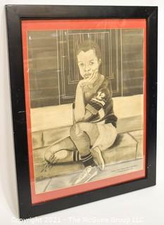 Framed and Signed Print by Savannah Artist William Kwamena-Poh; "Where's Your Mama Gone, Little Boy?" 