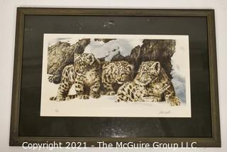 Pencil Signed and Numbered paper lithograph titled "Curious Cubs", by Chris Calle  