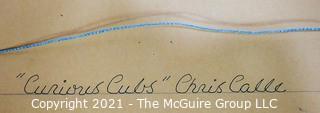 Pencil Signed and Numbered paper lithograph titled "Curious Cubs", by Chris Calle  