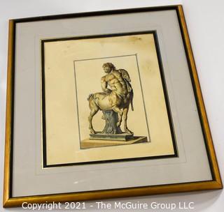 Framed Under Glass Print of Greek Centaur. 