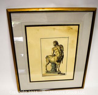 Framed Under Glass Print of Greek Centaur. 