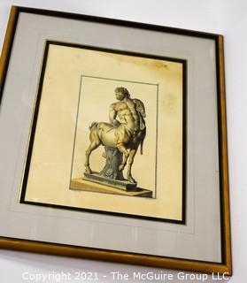 Framed Under Glass Print of Greek Centaur. 