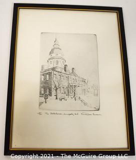 Don Swann Signed and numbered Lithograph titled "The Statehouse, Annapolis, MD"