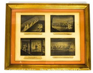 Framed Under Glass Four (4) Small German Prints of the  Wolf-Dietrich-Stollen Salt Mine in Bad Dürrnberg Germany.  16" x 12"
