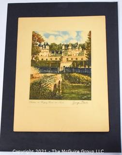 Original Watercolor of Georges Plasse; Fr. 1878-194; "15th Century Chateau de Rigny"