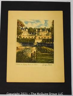 Original Watercolor of Georges Plasse; Fr. 1878-194; "15th Century Chateau de Rigny"