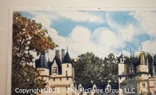 Original Watercolor of Georges Plasse; Fr. 1878-194; "15th Century Chateau de Rigny"