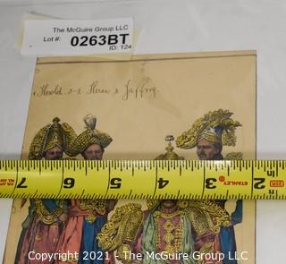 Vintage Unframed with Mat Hand Colored Lithograph from German Book.  Entitled "Actor From Jaffna Gud India", 1800s. 