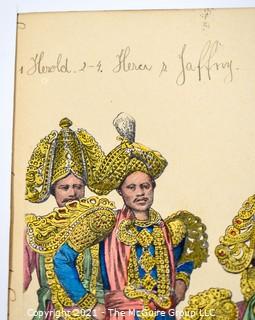 Vintage Unframed with Mat Hand Colored Lithograph from German Book.  Entitled "Actor From Jaffna Gud India", 1800s. 