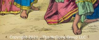 Vintage Unframed with Mat Hand Colored Lithograph from German Book.  Entitled "Actor From Jaffna Gud India", 1800s. 