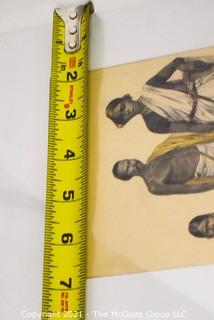 Vintage Unframed with Mat Hand Colored Lithograph from German Book. Entitled "People And Tribes Kling Hindu" 1800s.