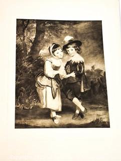 Unframed Black & White Lithograph, Two Children Dancing