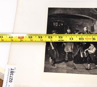 Vintage Black & White Unframed Lithograph of People Waiting