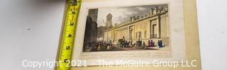 Colored Lithograph titled "East Side of the Bank of England, and New Tower of Royal Exchange, drawn by Tho. H. Shepard, engraved by W. Wallis and published 1828 by Jones and Co. 