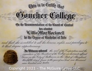 (4) Degrees conferred circa 1925 to Lillie May Rockwell, including Bachelors and Masters Degrees by Columbia University