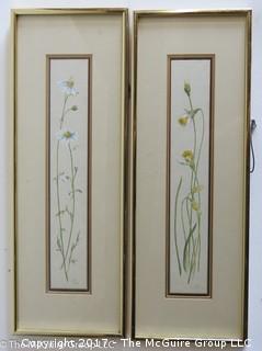 Pair of framed floral prints; 7 1/2 x 20" 