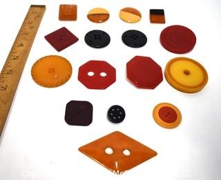 Mixed Group of Vintage Bakelite Buttons and Embellishments.