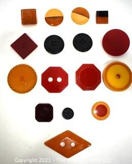 Mixed Group of Vintage Bakelite Buttons and Embellishments.