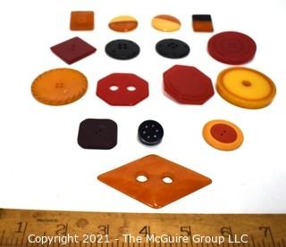 Mixed Group of Vintage Bakelite Buttons and Embellishments.