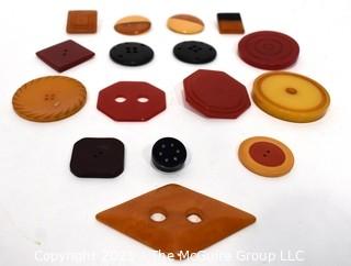 Mixed Group of Vintage Bakelite Buttons and Embellishments.