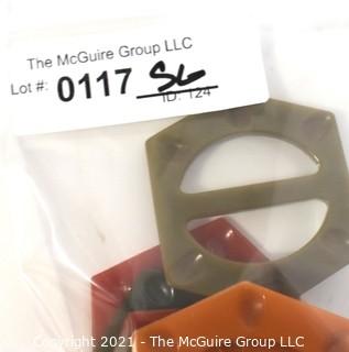 Group of Eleven (11) Vintage Carved Bakelite Hexagon Shaped Belt Buckles