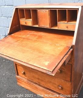 Vintage Queen Anne Slant Front Three Drawer Secretary Desk.  Measures 41"T x 30" x 14".