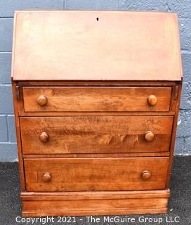 Vintage Queen Anne Slant Front Three Drawer Secretary Desk.  Measures 41"T x 30" x 14".