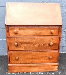 Vintage Queen Anne Slant Front Three Drawer Secretary Desk.  Measures 41"T x 30" x 14".