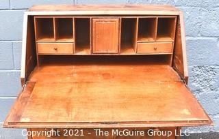 Vintage Queen Anne Slant Front Three Drawer Secretary Desk.  Measures 41"T x 30" x 14".