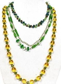 Three (3) Vinage Cut Crystal & Glass Bead Necklaces.  Includes Czech Crystal and Necklace made by Joan Rivers. 