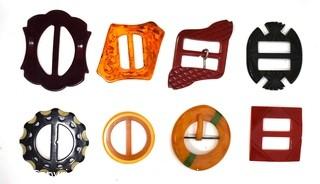 Collection of Vintage Carved and Embellished Bakelite Belt Buckles