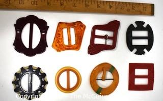 Collection of Vintage Carved and Embellished Bakelite Belt Buckles