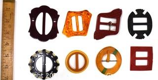 Collection of Vintage Carved and Embellished Bakelite Belt Buckles