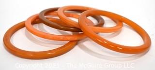 Set of Five (5) Vintage Butterscotch Carmel Bakelite Bangle Bracelets