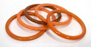 Set of Five (5) Vintage Butterscotch Carmel Bakelite Bangle Bracelets