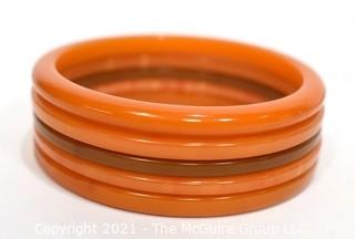 Set of Five (5) Vintage Butterscotch Carmel Bakelite Bangle Bracelets