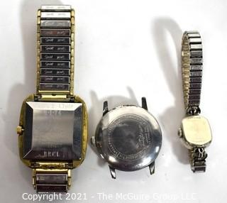 Three (3) Vintage Wrist Watches, Untested.  Includes Waltham & Hamilton.