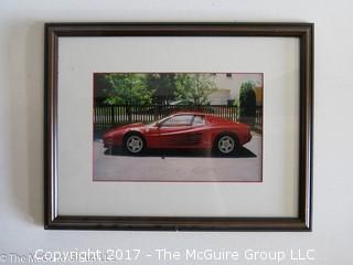 Framed photo of Ferrari; 13 1/2 x 18"